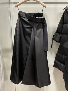 小众设计2022春季 高腰黑色不规则百搭半身裙收腰显瘦长裙女潮 新款