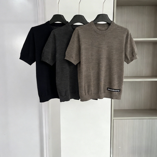 春装女款2026年新款极简风圆领短袖针织衫百搭显瘦百搭休闲上衣
