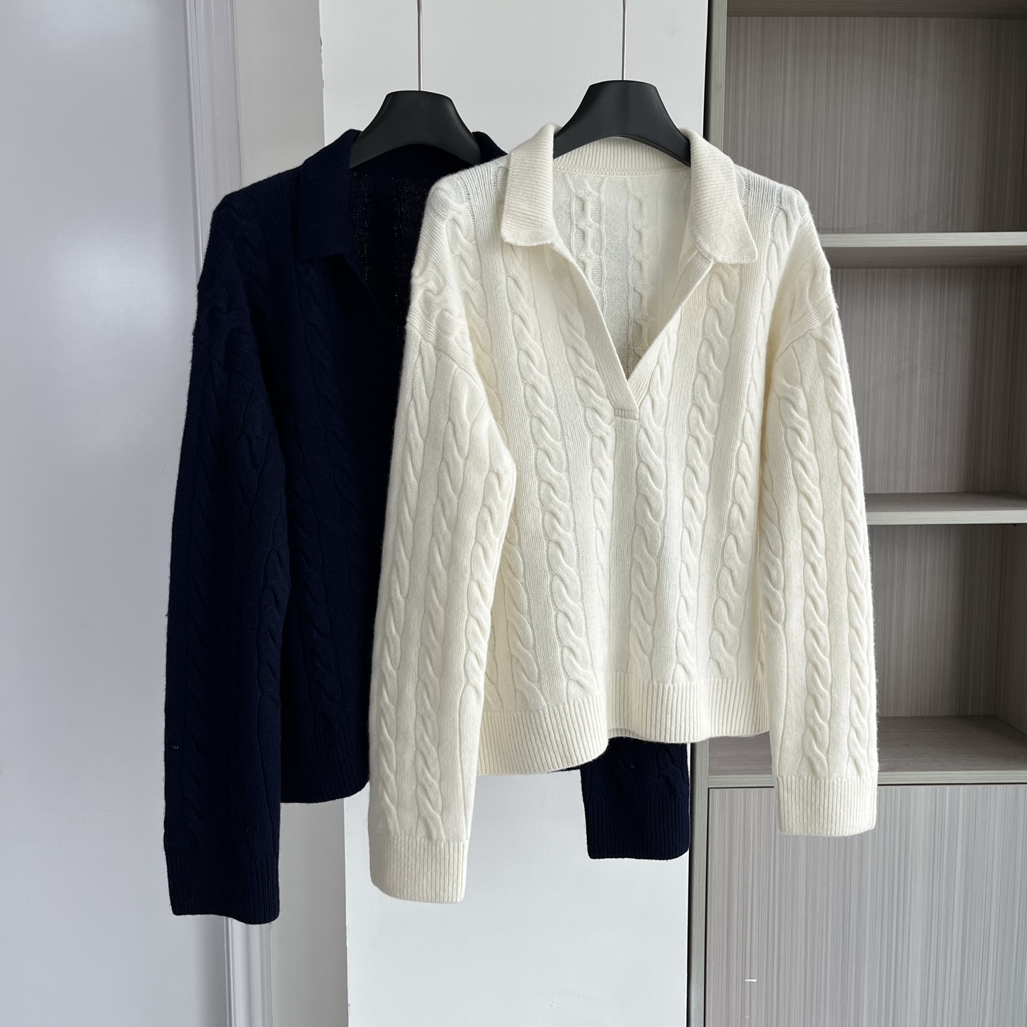 法式小众翻领麻花针织衫女2025秋冬季新款慵懒风宽松毛衣长袖上衣