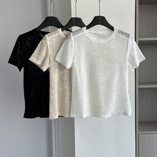 T恤女宽松显瘦打底衫 美式 百搭丝绒短袖 潮牌早秋女装 上衣 2025新款