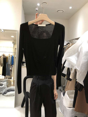 美式欧货2026春季新款薄款长袖t恤女修身显瘦打底衫纯色上衣潮