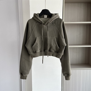 打底衫 欧货美式 休闲连帽卫衣女宽松百搭套头短款 新款 上衣 2025秋季