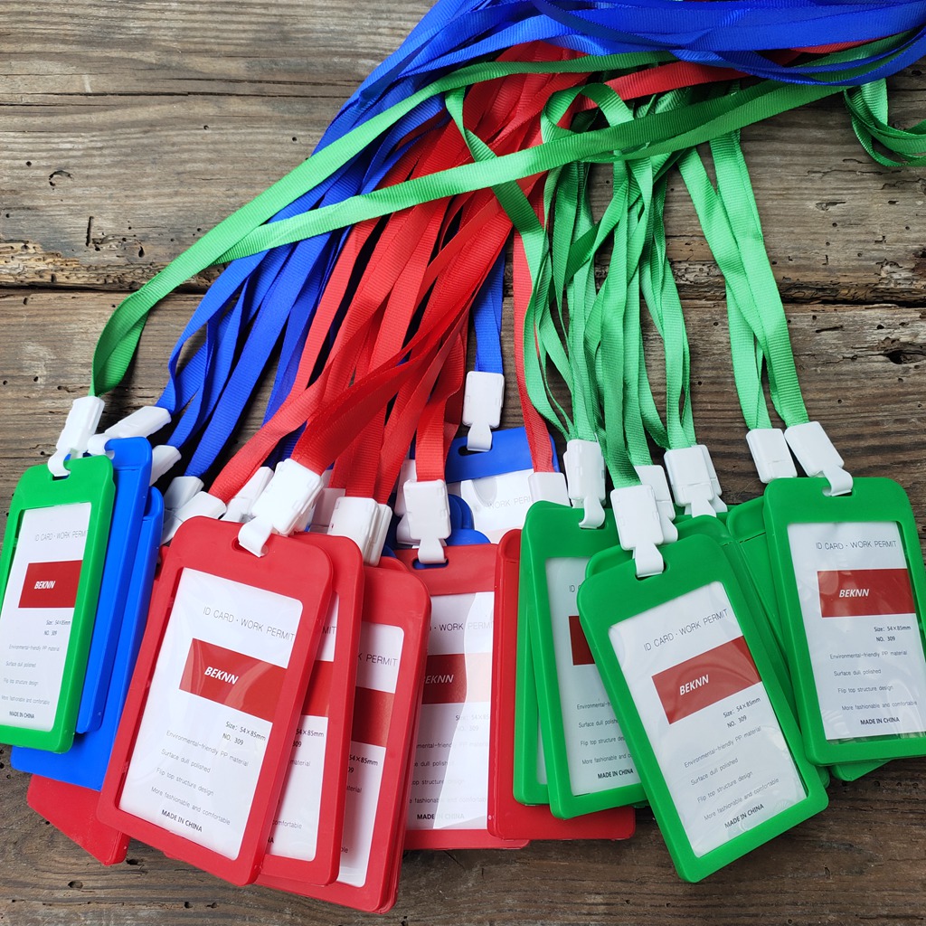 单面透明工作牌卡套带挂绳学生校牌校园公交饭卡工作证接送卡挂脖