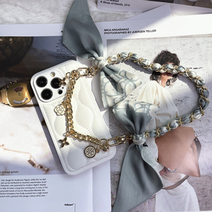 奢华小香风 苹果15promax手机壳大牌女14Pro保护套16高档新款12镜头全包防摔iphone13适用plus斜挎可背带挂绳