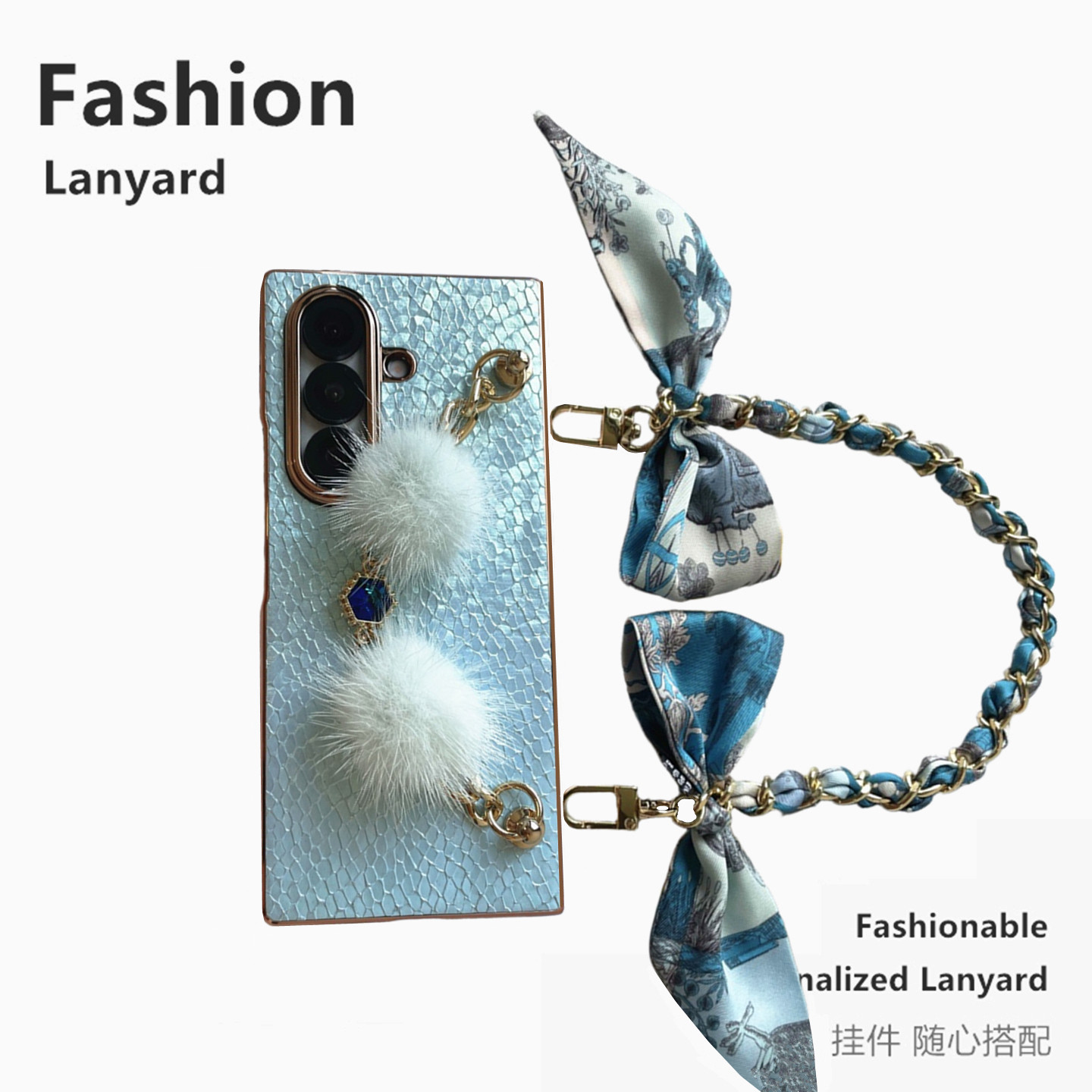 蒂芙尼蓝~高档 适用于三星zfold6手机壳W26皮质保护套zfold7折叠屏W25新款fold4斜挎绳3时尚网红5G防摔外壳女