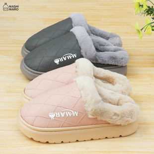 新款流氓兔棉拖鞋女冬季居家厚底防滑保暖毛绒室内情侣防水拖鞋男