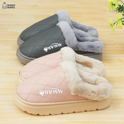 新款流氓兔棉拖鞋女冬季居家厚底防滑保暖毛绒室内情侣防水拖鞋男