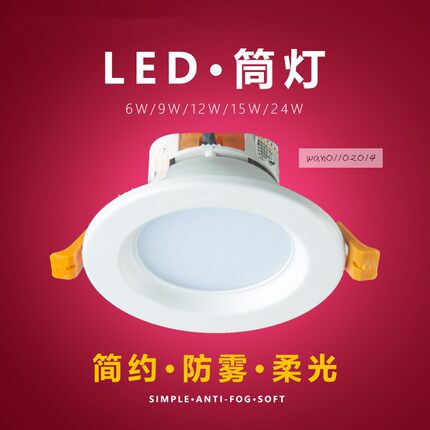 辉帅led筒灯 114-12Tled筒灯 6w开孔8cm嵌入式一体12W防雾