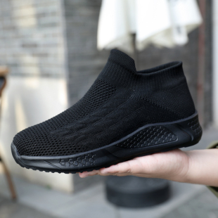 小码奶奶鞋3334码黑色平底防滑老人鞋一脚蹬春季新款特小码女鞋32