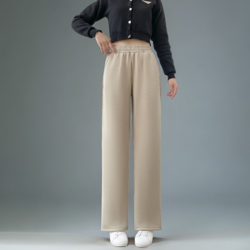 大码女裤2025秋冬新款加绒高腰垂感直筒长裤加肥加大显瘦休闲裤
