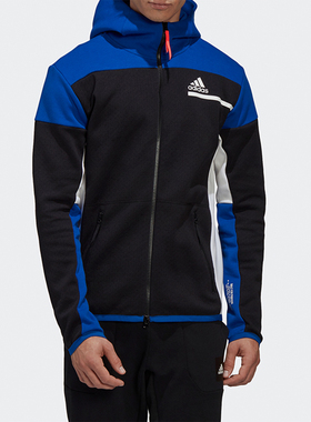 Adidas/阿迪达斯正品拼色舒适男子运动连帽防风茄克外套GM6532