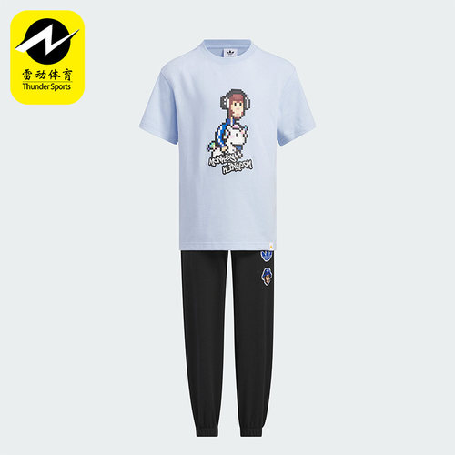 阿迪达斯三叶草小童运动短袖套装