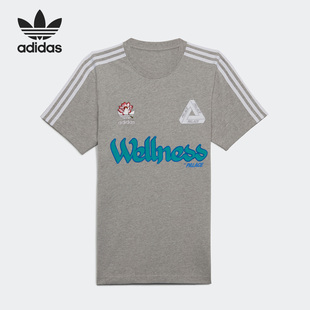 三叶草字母印花男子圆领休闲短袖 HB1707 阿迪达斯正品 Adidas
