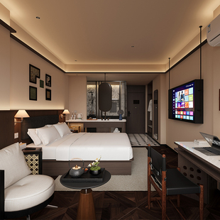 酒店家具标间全套单标间民宿旅馆客房大床公寓宾馆床定制专用床