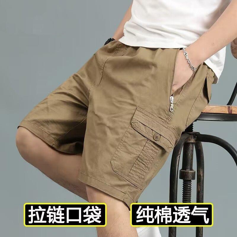 高端品牌纯棉休闲五分工装短裤男新款夏季薄款宽松透气七分沙滩裤
