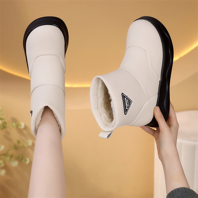 东北雪地靴女2025冬季新款加绒保暖厚底防水棉鞋白色显瘦套筒短靴