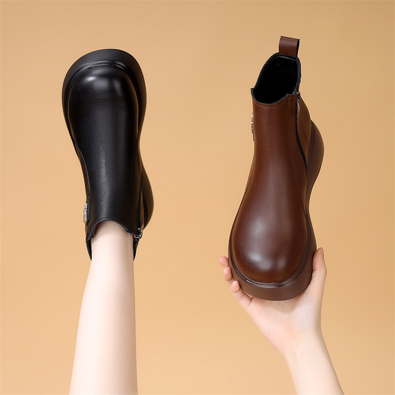 厚底复古马丁靴女款2025新款冬季加绒百搭增高圆头韩版短靴小码34,女鞋,切尔西靴,淘宝优惠券,粉丝福利购,淘宝优惠卷