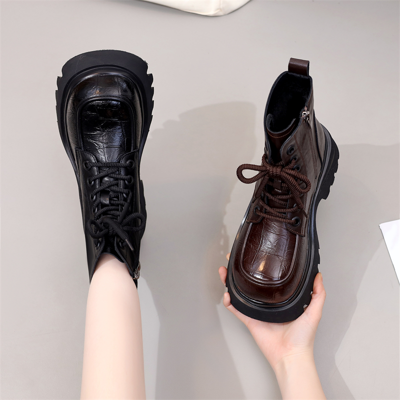 古兹曼厚底增高大棉保暖马丁靴