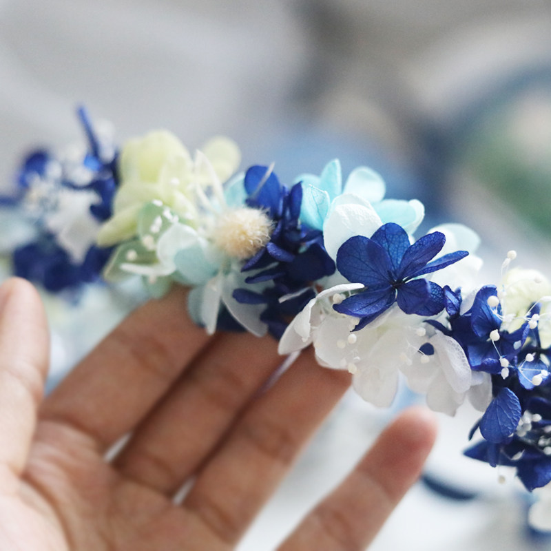 永生花花环气质宝蓝色