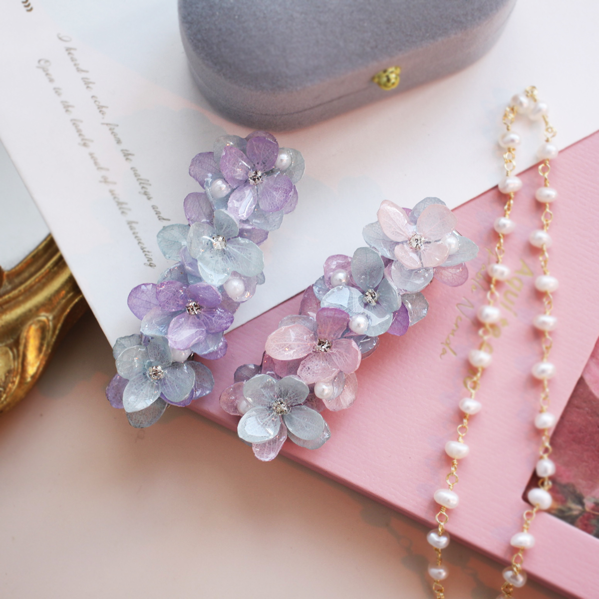 【双色】手工原创花朵醋酸发卡少女心汉服复古鸭嘴夹刘海发夹