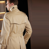 大衣 中长款 男装 战壕风衣春秋商务双排扣立领外套复古防水防风修身