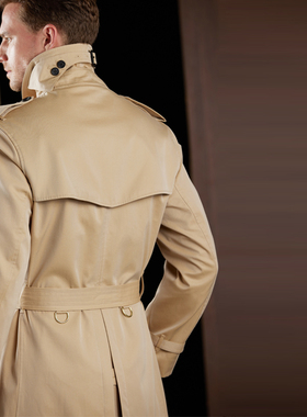 男装战壕风衣春秋商务双排扣立领外套复古防水防风修身中长款大衣