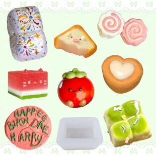 解压二连面包捏捏模具diy仿真面包吐司奶贝捏捏食玩手工硅胶模具