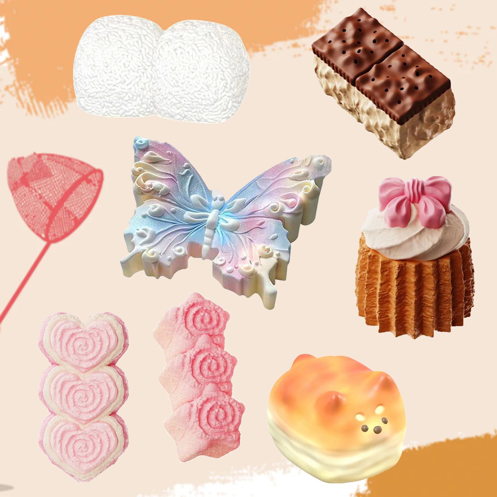 小熊捏捏模具DIY手工皂蝴蝶烘焙香薰石膏蜡烛曲奇饼干硅胶模具