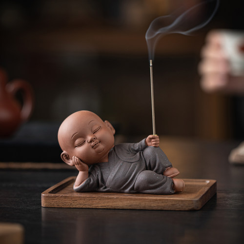 紫砂小和尚禅意茶宠摆件