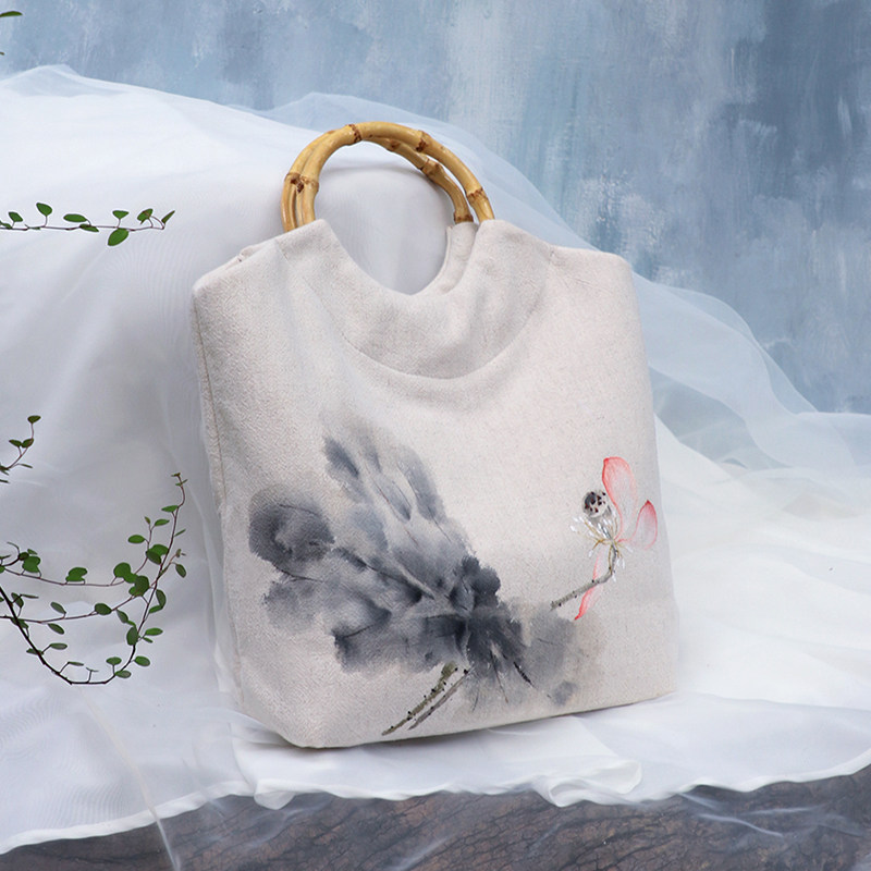 手提布包棉麻竹子古风陈都灵同款汉服手绘包2025新品茶服旗袍女包,箱包皮具/热销女包/男包,通用款女包,淘宝优惠券,粉丝福利购,淘宝优惠卷