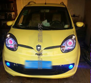 长安奔奔迷你mini前大灯总成改装 4寸双光透镜天使眼恶魔眼氙气灯