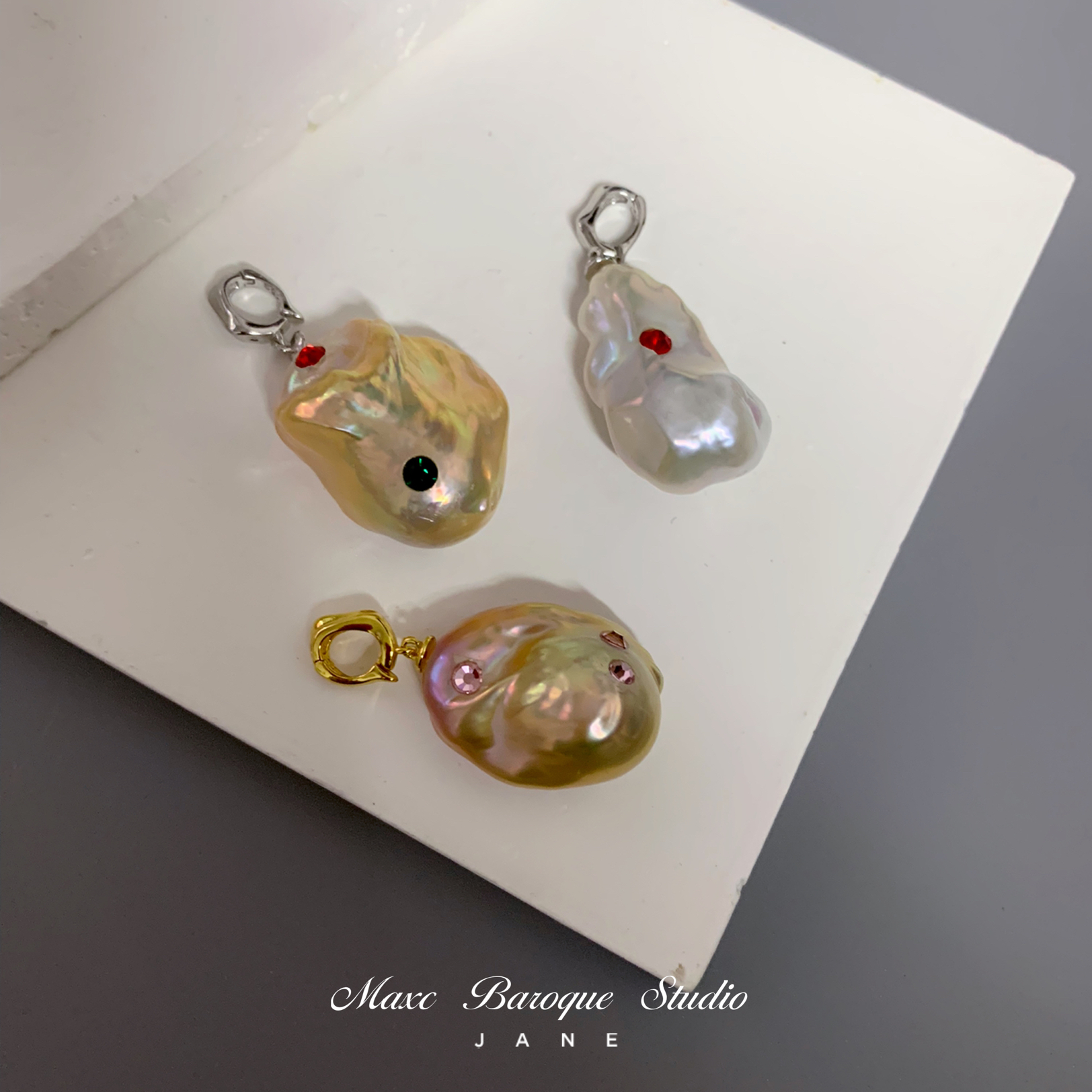 原创设计大巴洛克异形珍珠吊坠炫彩金紫S925银挂坠时尚个性生日礼