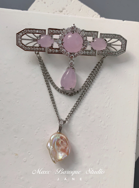 多种戴法巴洛克异形花瓣珍珠吊坠胸针厚镀金微镶锆石宫廷风别针女