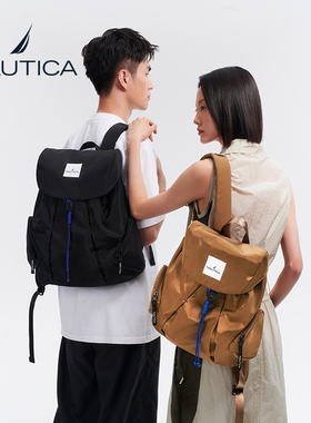 NAUTICA 诺帝卡男女运动休闲通勤户外旅行翻盖抽绳双肩包