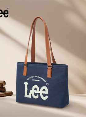 Lee牛仔大容量休闲通勤单肩包时尚潮流手提电脑包托特包