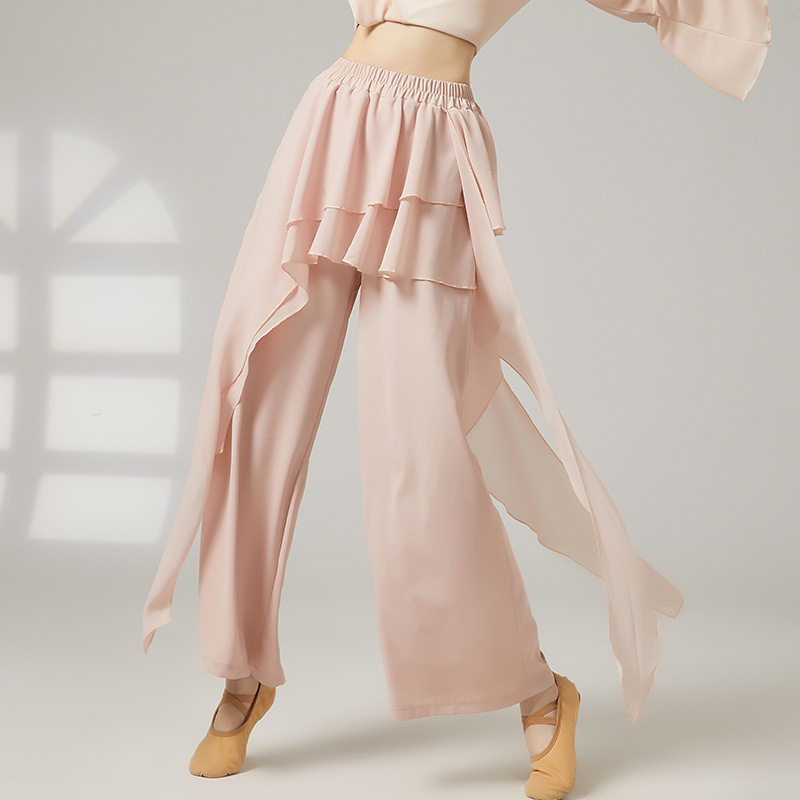 新款现代舞练功服飘逸雪纺拼接显高古典舞阔腿裤直筒舞蹈裤女,运动/瑜伽/健身/球迷用品,古典舞服,淘宝优惠券,粉丝福利购,淘宝优惠卷