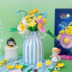 乐高花束花瓶ins风创意陶瓷阳光缤纷10347插花花瓶桌面装 饰摆件