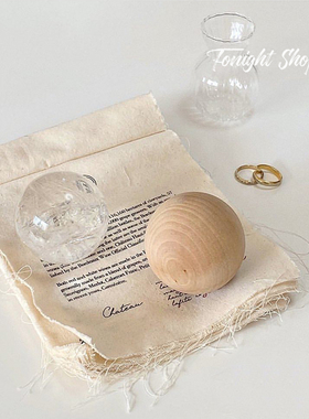 ins冷淡风木质圆球玻璃球化妆品饰品拍摄道具桌面摆件 网红 创意