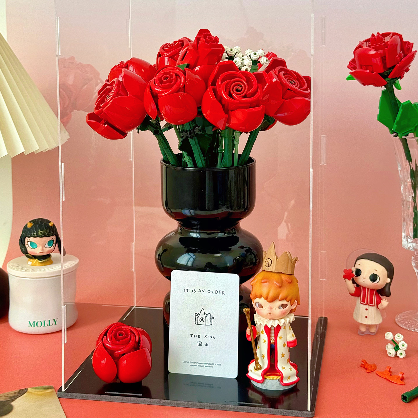 玫瑰花束亚克力收纳展示盒防尘罩