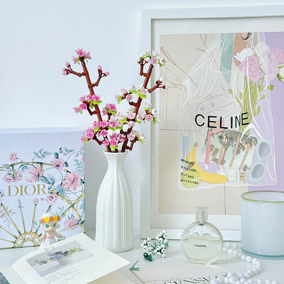 乐高樱花花瓶白色陶瓷桌面装饰