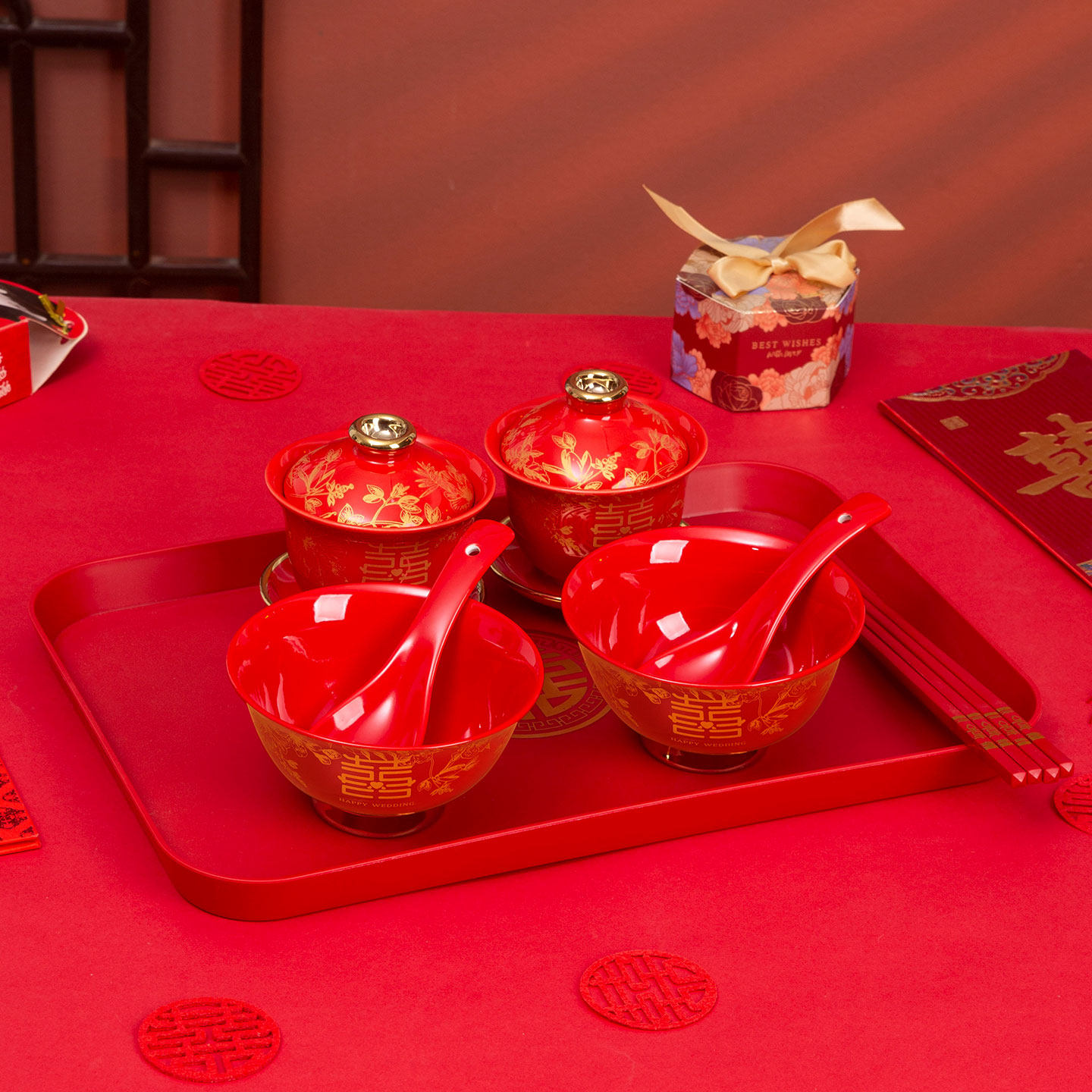 中国红结婚敬茶杯喜碗筷套装喜庆改口一对用品送礼茶具陪嫁礼盒,节庆用品/礼品,喜碗/敬茶杯,淘宝优惠券,粉丝福利购,淘宝优惠卷