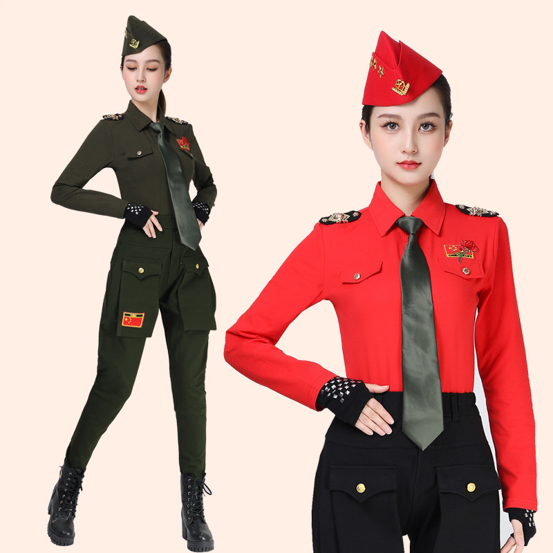 水兵舞服装翻领广场舞跳舞服军姿走秀演出服军迷表演服长袖舞蹈服