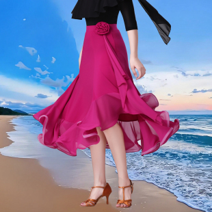 新款 小瓶盖浪漫大三舞裙吉特巴舞裙国际舞长裙交谊舞点帕斯大摆裙