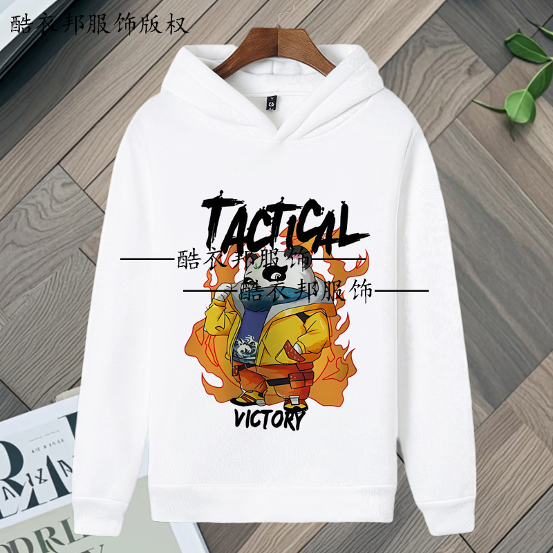 秋冬新款暴走动漫表情包印花连帽加绒卫衣打底衫保暖港风外套