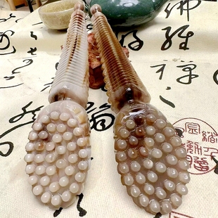 白水牛角莲蓬面部刮痧板美容棒经络眼部拨筋棒头部按摩棒器刮痧棒