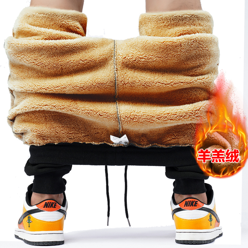 羊羔绒运动裤男士宽松胖子裤子