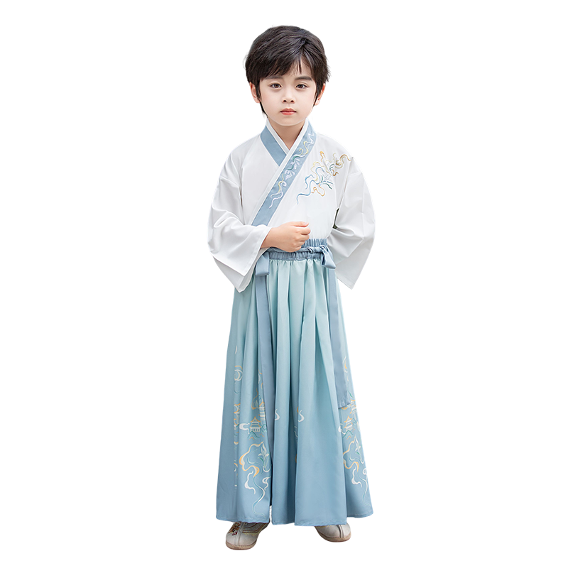 汉服男童2025秋款刺绣儿童古装中国风日常可穿古风帅气唐装演出服