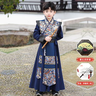 男童汉服2025秋冬新款儿童古装武侠客风锦衣卫将军唐装国学演出服
