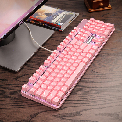 赛德斯粉色机械键盘青轴黑轴女生可爱网红樱花