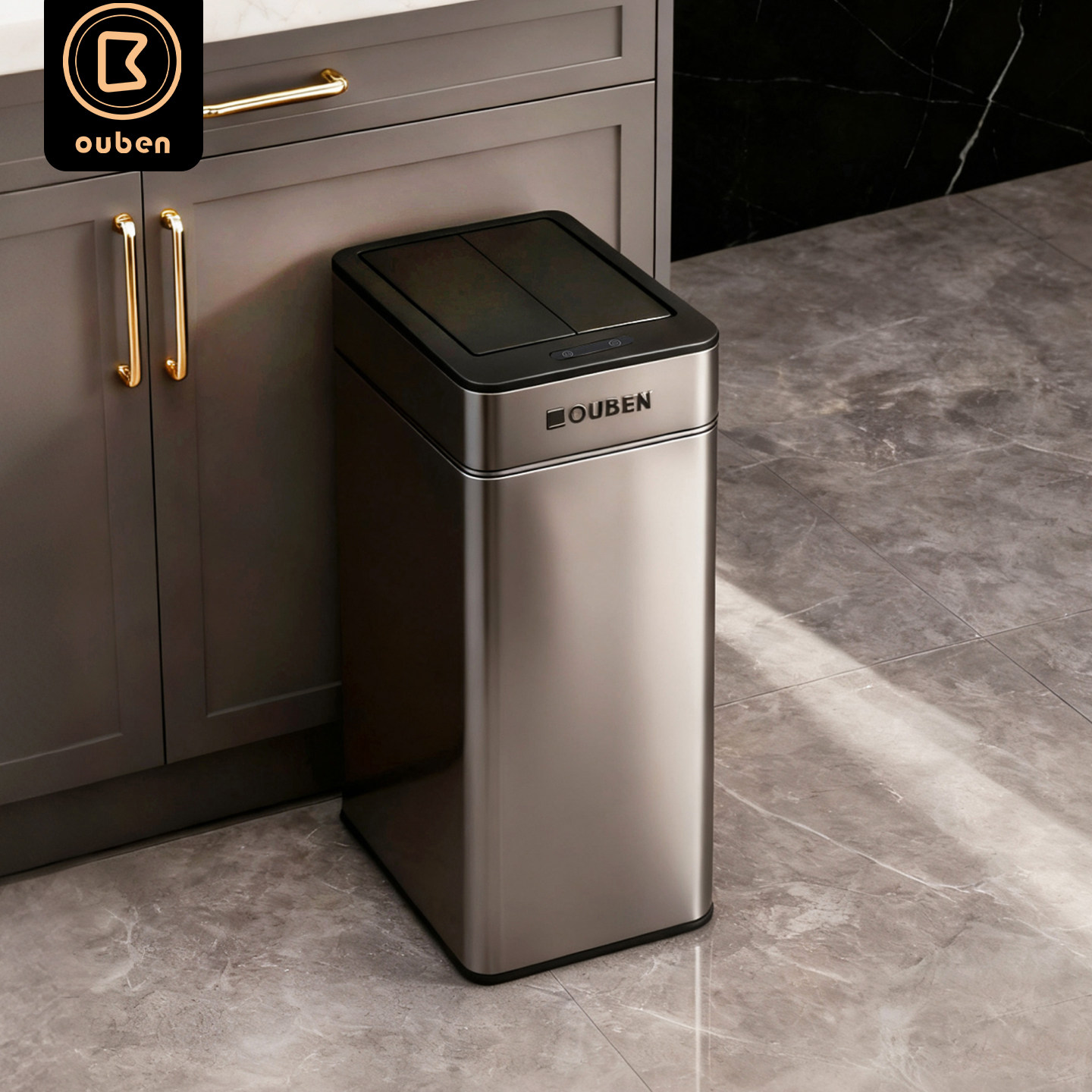 欧本厨房智能垃圾桶大容量家用卫生间客厅办公室高颜值自动感应式